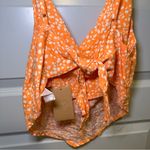 Style Rack NWT  Orange Print Drape Neck Tie Back Crop Top size L Photo 6
