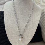 925 Sterling Silver Pearl Pendant Holder Necklace Paper Clip Womens Jewelry Photo 0