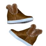 Jessica Carlyle Suede Fur Trim Sneaker Booties Photo 3