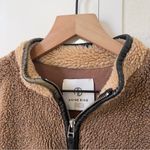ANINE BING Royce Pullover Sherpa Pullover Fleece Sweatshirt in Brown and Tan Photo 6