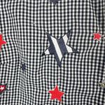 Karen Scott  M Star 4th of July Red White Blue Sleeveless Shirt Gingham Americana Photo 3