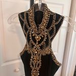 Alyce Paris Black and Gold Beaded Prom Dress - Size 6 Photo 4