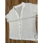 Flora Nikrooz  Lace Trim Top‎ L | 100% Rayon | Short Sleeve Button Front Photo 5