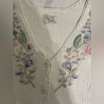 Vintage Koret embroidered floral sweater top combo with shoulder pads L White Size L Photo 1