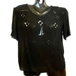 Bec & Bridge Black Silk Chiffon Sencha Star Embellished Short-Sleeve Tee Blouse Photo 0