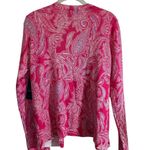Jones New York  Silk Blend Bright Pink Paisley‎ Size Medium Cardigan Sweater NWT Photo 6