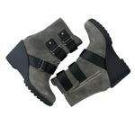 Sorel  After Hours Wedge Moto Bootie Gray Suede Black Straps Sz 6 Gorpcore Chic Photo 2