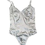 Pretty Little Thing Cream Eyelash Lace Trim Thong Bodysuit One piece Sz 0 EUC Photo 0