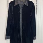 Liz Claiborne  Womens Black Velvet Long Sleeve Button Up Shirt Size L Photo 0