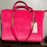Juicy Couture Velour Weekend Beach Tote Bag In Pink Flash NWT Photo 3