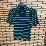 Free Assembly Green And Navy Stripe Turtle Neck Top Size Small Blue Photo 1