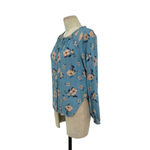Rebecca Taylor  Daniella Silk Blend Top In Lagoon Combo Blue‎ Floral Size 2 Photo 5