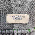 Lands' End Gray Stripe Knit Scarf with Fringe One Size Preppy Stripe Scarf Photo 4