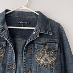 CLASH Women's Embellished Front Pockets Denim Jean Jacket Size S Blue Photo 3