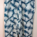Rachel Zoe Teal and White Tropical Print Linen Wide Leg Pull on Pants Size Large Photo 0