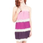 Miin Amethyst Ombré Tiered Crochet Lace Chiffon Strapless Dress S Pink Photo 1