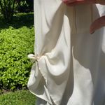 Yumi Kim Cream Silk Collarless V-Neck Blouse Photo 4