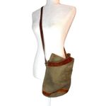 Furla Soft Italian Suede Large Hobo Bag Brown Croc Embossed Leather Trim Buckle Photo 6