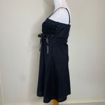 Filippo Spaghetti Strap Rosette Lace Bodice Sheath Dress Linen? Large Black Photo 2