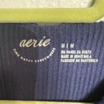 Aerie  Navy Ribbed Cropped Long Sleeve Top Sz M Photo 4