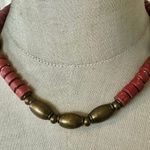 Vintage Brass & Terracotta Bead Necklace – Boho Tribal Style Photo 0