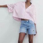 ZARA  Pink Satin Effect Crop Top Button Up Blouse Women’s Small Photo 0