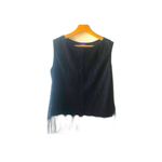 Vintage Black Lace Fringe Top Medium Shell 2000 Deux Mille Y2K retro chic Photo 1