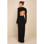Lulus  Flawless Esteem Black Long Sleeve Cutout Column Maxi Dress Size Small Photo 2