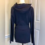 Lucky Brand  Navy Blue Belted Open Hooded Jacket w Pockets Sz Large NWT Photo 4