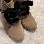 Bussola  Enna Suede Wedge Booties Black Velvet Ribbon Laces Photo 2