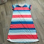 Short sleeve stripe dress with side slit White Size 2X Photo 0