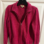 Appleseed's Full Zip Knit Sweater Cotton Cardigan Jacket Pockets Pink Large Photo 0