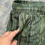 Time And Tru  Linen Striped Shorts Olive Green Black Medium Photo 4
