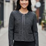 Anthropologie Bailey 44 Black Leather Trim Tweed Jacket Size 0 Photo 0