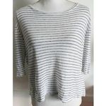 Vince  • White Black Striped Linen Tee Shirt Photo 0