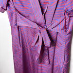 Tahari ASL 16W Purple Red Geo Print Midi Dress Wrap Tie Short Sleeve Career Photo 3