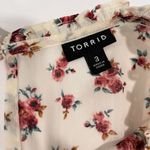 Torrid Neutral Beige Red Floral Chiffon Ruffle Short Sleeve Smocked Top Size 3X Photo 8