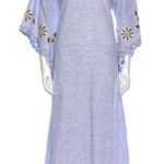 Mi Golondrina Blue Embroidered Midi Dress Mexican Artisan Size S Photo 0