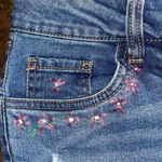 Refuge Distressed Capri Jeans with Floral Embroidery - size 4 Photo 4