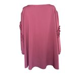 Denim 24/7 Blouse Burgundy Plus Size 28W Button Up 100% Polyester 3/4 Sleeve Red Photo 3