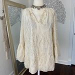 Lilly Pulitzer Matilda Cream Gold Leaf Bell Sleeve Silk Blouse S Photo 2
