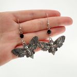 Death Head Moth Earrings, Dangle Earrings, Witchy Jewelry, Halloween Earrings Silver Photo 2