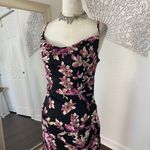 Byer Too Early 2000's Black Pink Mesh Cinched Floral Cowl Neck Midi Dress M Size M Photo 1