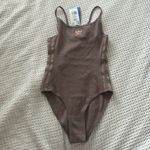 Adidas NWT chocolate brown scoop neck spaghetti strap body suit Photo 2