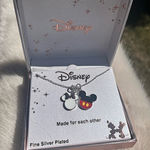 Disney  Mickey & Minnie Necklace Made For Each Other Silver Plated NWT Photo 0