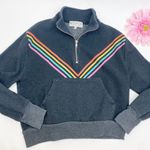 Wildfox '80s Track Star Soto Warm-Up Quarter Zip Sweatshirt: Rainbow Stripe Photo 5