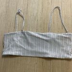 Kendall + Kylie Swim Top Striped Black Gold Cream Size Large top only Photo 0