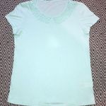 Kate Spade Mint Lace Collar Tee Shirt Size Small Green Floral Prep Short Sleeve Photo 0