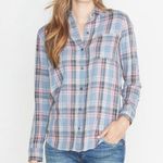 Marine layer  Margiold Blue Plaid Button Down Shirt Size Large Photo 0