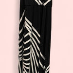 BCBGMAXAZRIA Cute black white geometric jersey knit stretchy flowy maxi high neck dress BCBG Photo 0